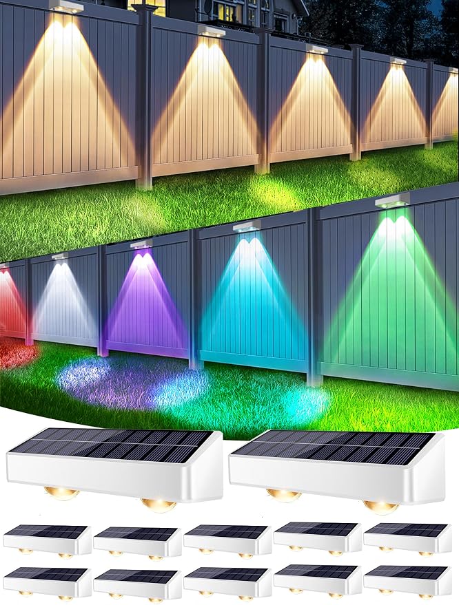 Brizled 12 Pack Outdoor Solar Fence Lights, 11 Modes & 9 Colors Color Changing by Brizled