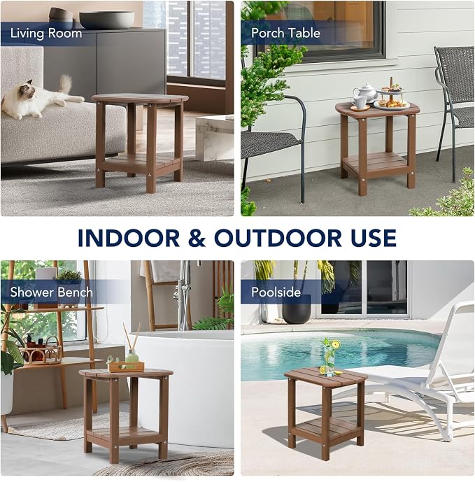 nalone Adirondack Side Table 16.5" Outdoor Side Table HDPE Plastic Double - Image 9