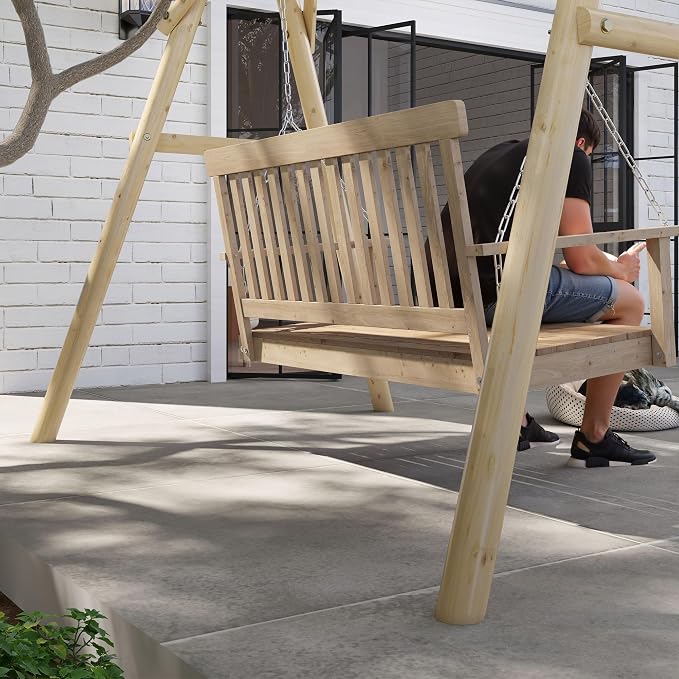 Outsunny 660 lbs Porch Swing Frame, Heavy Duty A-Frame Wooden Swing Stand - Image 9