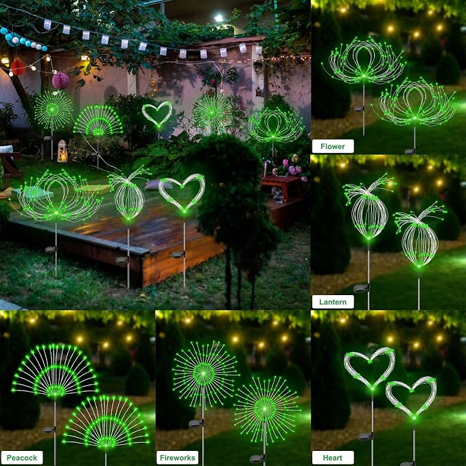 Solar Garden Lights Outdoor Waterproof, 2 Pack 120 LED Solar Firework Lights - Image 4