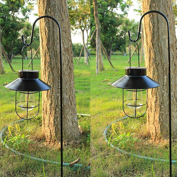 Solar Lantern 2pack Outdoor Hanging Light- Waterproof Vintage Metal Light - Image 5