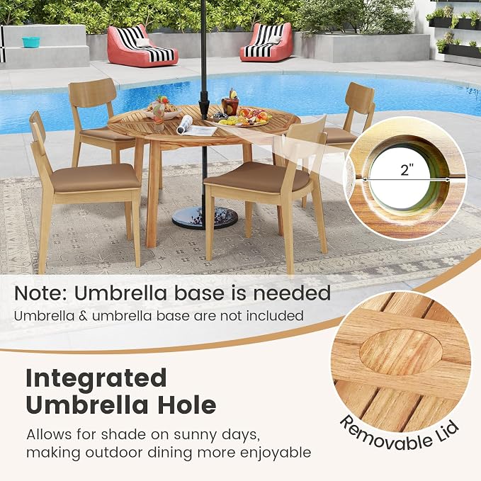 Tangkula 53" Round Outdoor Dining Table - Image 6