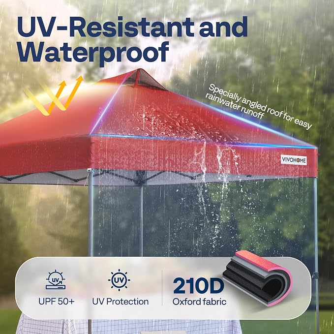 VIVOHOME 10x10ft Pop Up Canopy Tent One Push Setup Outdoor Portable Shelter - Image 2
