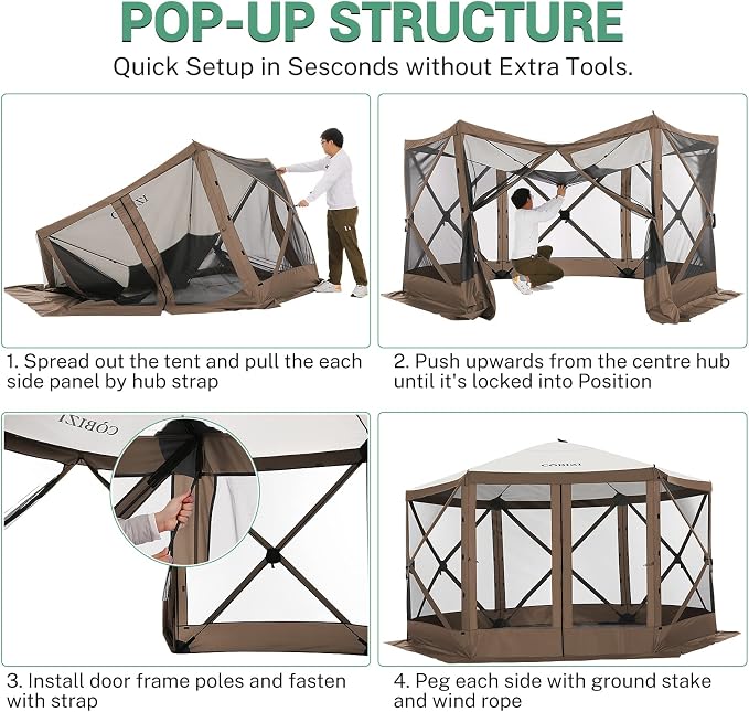 COBIZI 12x12 FT Pop Up Canopy Shelter Tent, Large Gazebos On Clearance - Image 3