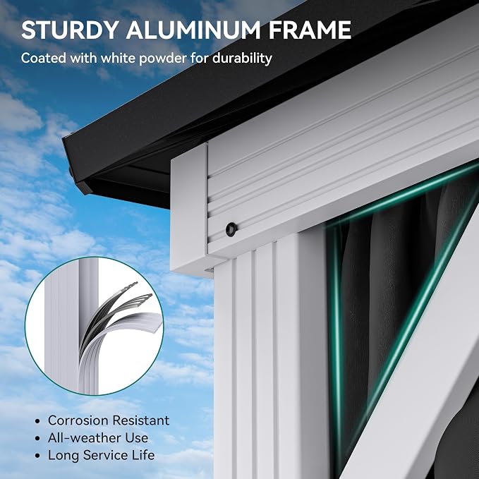 YITAHOME 10X12FT White Hardtop Metal Gazebo Patios Double Roof Canopy Aluminum - Image 4