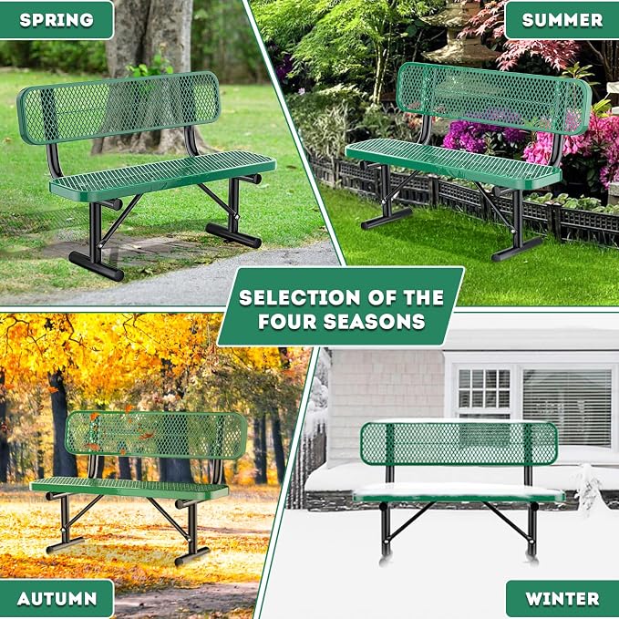 4FT/48INCH Heavy Duty Metal Park Bench - Image 8