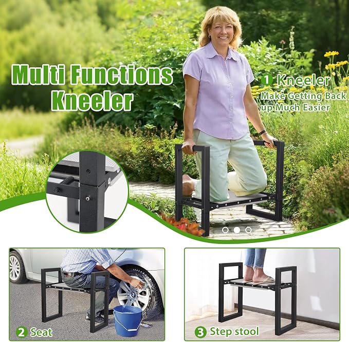 Garden Kneeler and Seat, 12.7" Wide Folding Heavy Duty Gardening Bench - Image 6