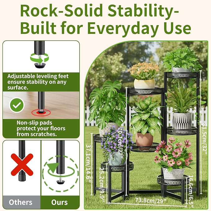Plant Stand Indoor Outdoor, 7 Tier Large Plant Stand - Image 3