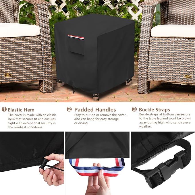 okcool Patio Wicker Side Table Cover, Waterproof Square Patio Small Side Table - Image 4