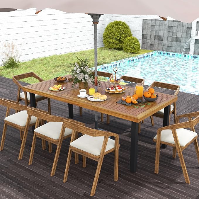 Tangkula 79" Acacia Wood Patio Dining Table - Image 2