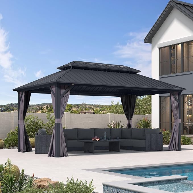 PURPLE LEAF 10' X 16' Permanent Hardtop Gazebo Aluminum Frame - Image 2