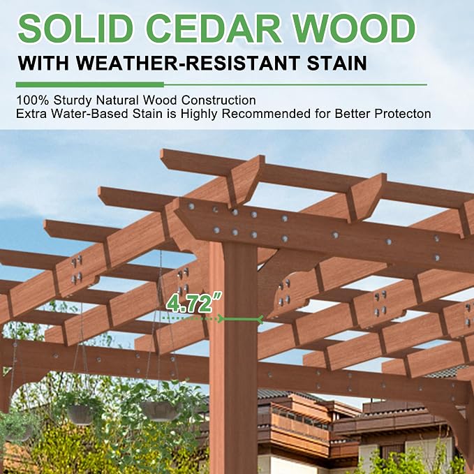 MUPATER 10’×10' All Wood Pergola - Image 4