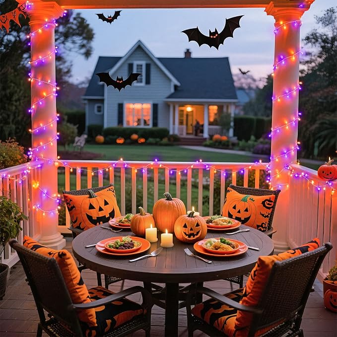 JMEXSUSS Halloween Lights Outdoor, 66FT Purple Orange Lights - Image 3