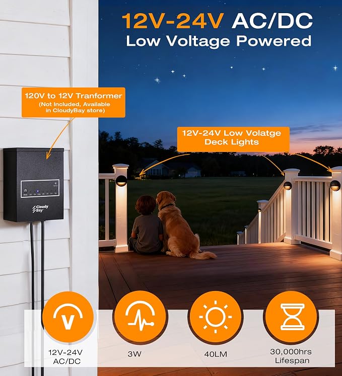 CLOUDY BAY 3CCT Low Voltage LED Deck Lights Outdoor, 2700K/3500K/5000K - Image 3