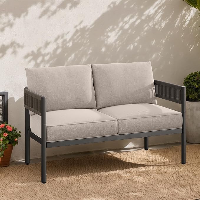Gand Patio Outdoor Loveseat, Wicker Conversation Set - Image 6