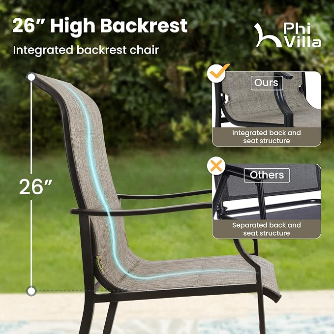 PHI VILLA 9 PCS Patio Dining Set, Outdoor Table and Chair Set - Image 3