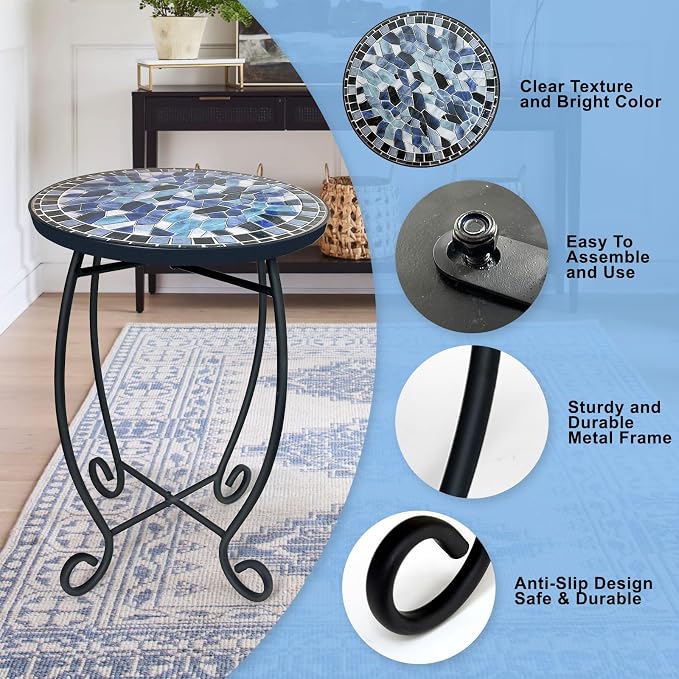LIFFY Outdoor Side Table, Indoor Small Decorative Plant Stand & End Table - Image 4