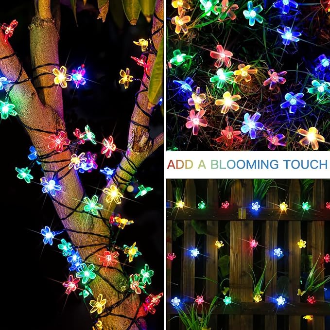suddus Solar String Lights for Outside, 2 Pack 100 LED Flower Solar Powered - Image 2