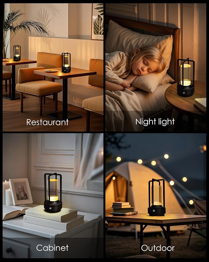 Set of 2 Cordless Table Lamps, LED Rechargeable Battery Operated Desk Lamps - Image 6