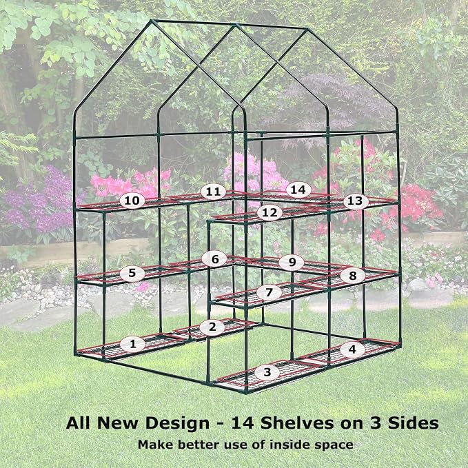 Walk-in Greenhouse for Outdoors, Thickened PE Cover & Heavy Duty Powder-Coated - Image 8