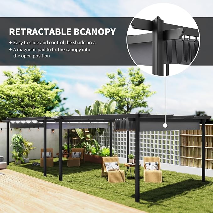 Outsunny 13' x 13' Retractable Pergola Canopy - Image 3