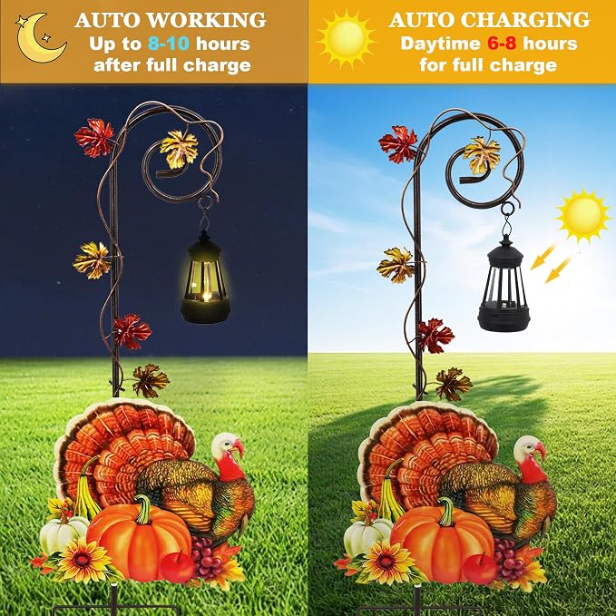 Turkey Garden Metal Stake with Solar Light, Outdoor Solar lamp Decoration - Image 4