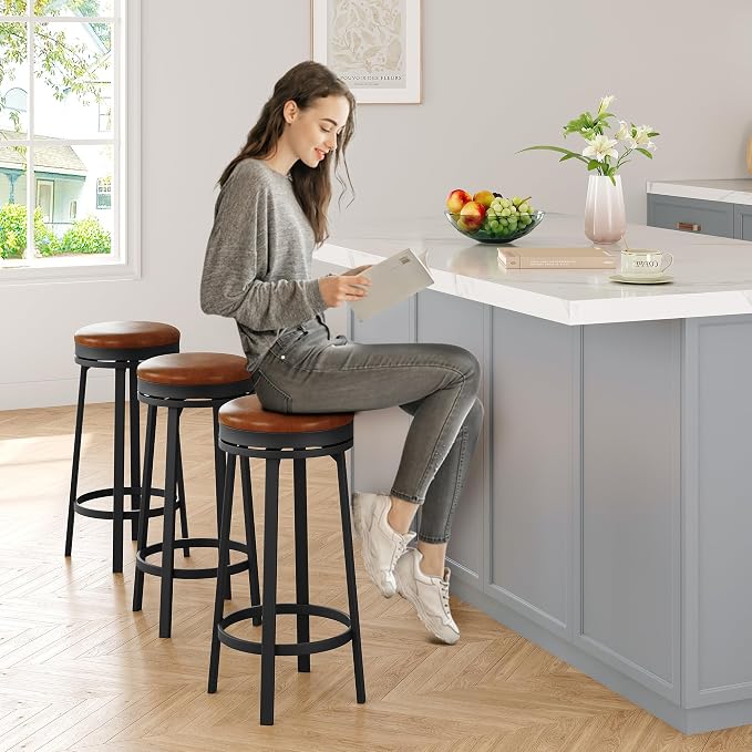 IDEALHOUSE 30'' Swivel Bar Stools Set of 2 - Image 4