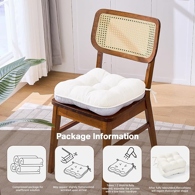 BETU White Chair Cushions for Dining Chairs Set of 6, 3.5" Thick Kitchen Table - Image 8