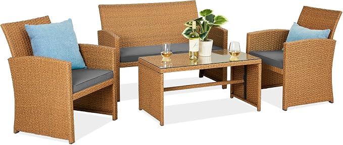 Best Choice Products 4-Piece Outdoor Wicker Patio Conversation Furniture Set by BestChoiceProducts