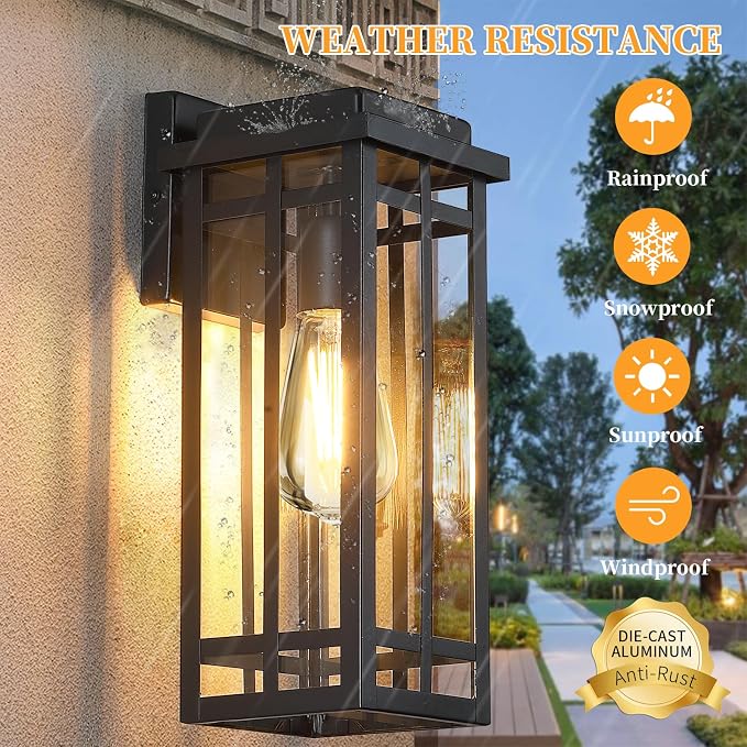 13.8'' Outdoor Wall Light Fixtures 2 Packs, Exterior Lighting Fixtures Wall - Image 5