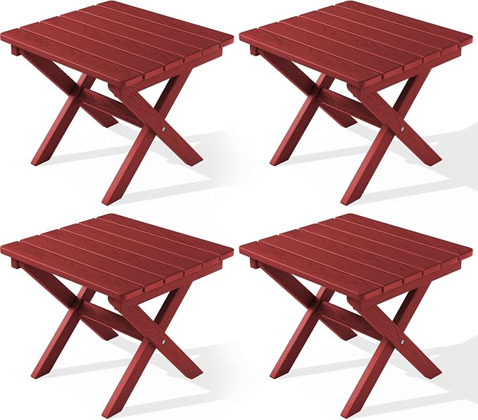 SERWALL Folding Outdoor Side Table Set of 4, Small Adirondack Side Table by SERWALL