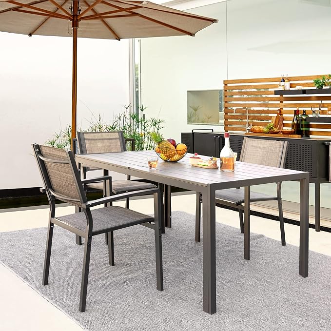 Devoko Patio Dining Table for 6 Outdoor Patio Table 59" x 35" Weather-Resistant - Image 2