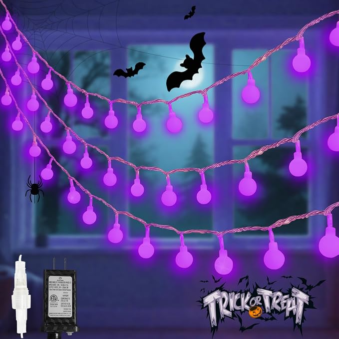 LORRYTE Connectable Purple Halloween Lights Outdoor Indoor - 43FT 100LED Globe by LORRYTE