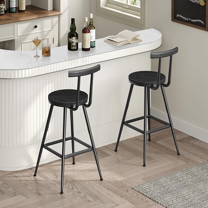 Bar Stools, Metal Frame, Adjustable Feet, Easy Assembly, - Image 2