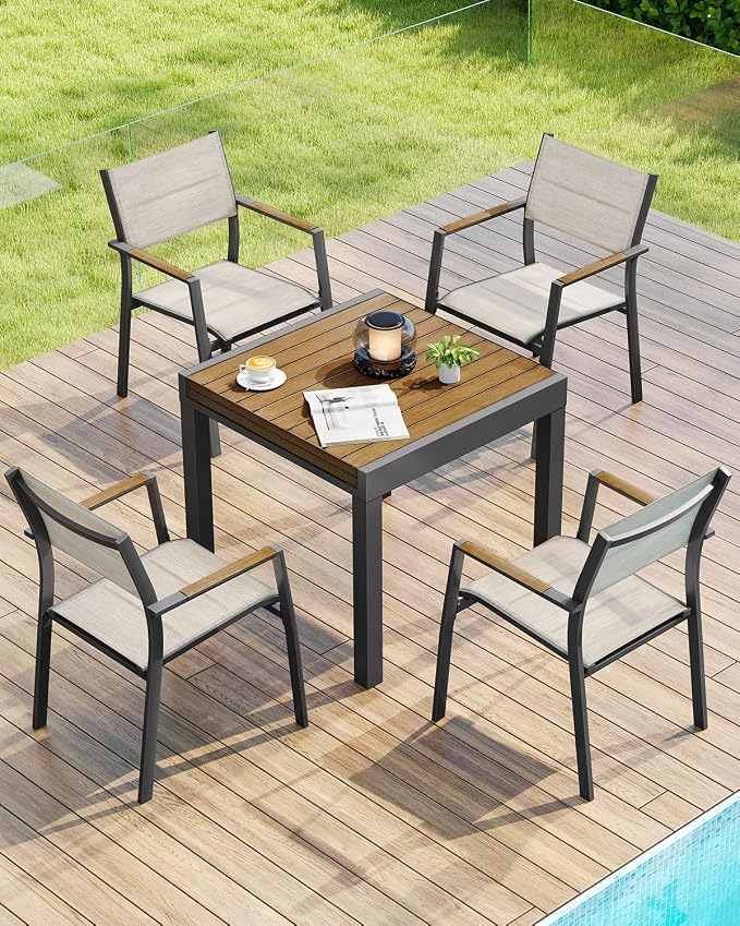 Expandable Patio Dining Table, Never-Rust Aluminum Extendable Outdoor Dining - Image 2