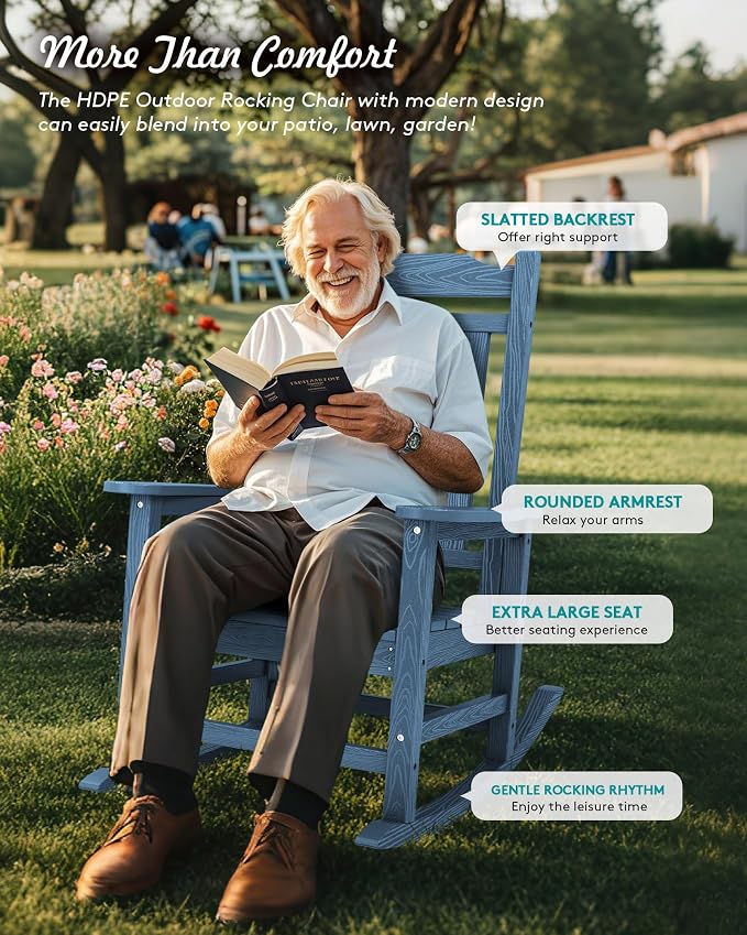 SERWALL HDPE Outdoor Rocking Chair - Image 8