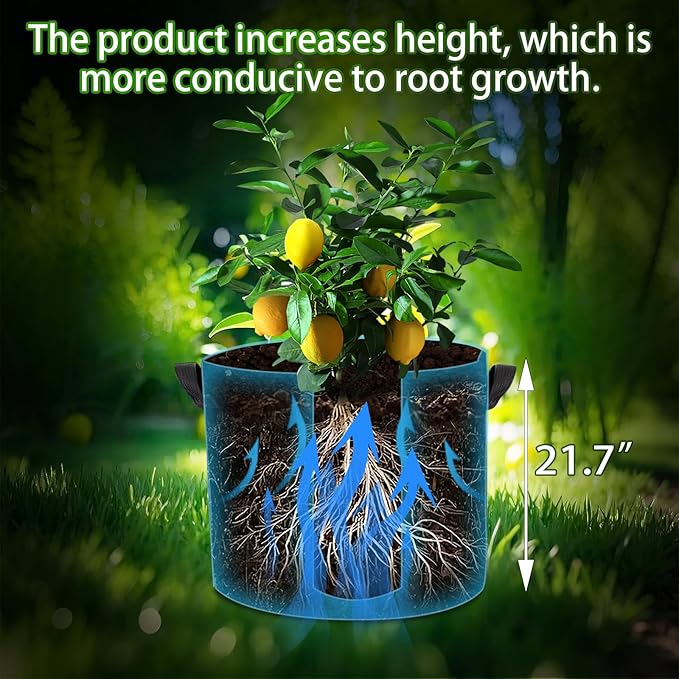 3-Pack 15 Gallon Plant Grow Bags, Thickened Nonwoven Fabric Pots - Image 6