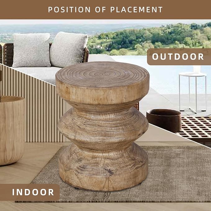 Afterglow Terrafab Material Outdoor Round Side Table, Natural Decorative Garden - Image 6