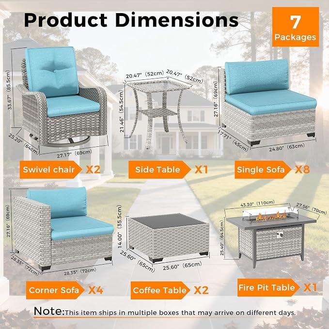 14-Seat Outdoor Wicker Patio Furniture Set - Image 3