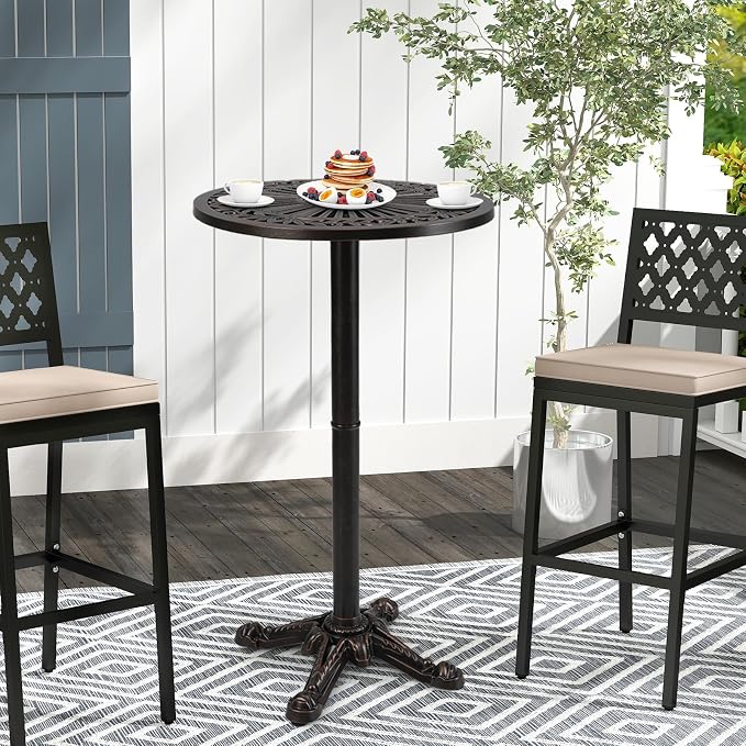 COSTWAY 24" Patio Round Bar Table, 41.5" Pub Height Cast Aluminum High Top Table - Image 9