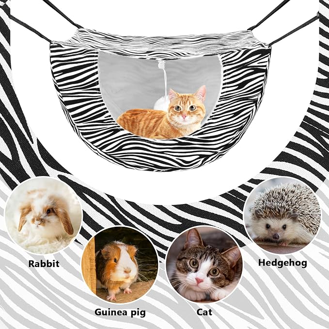 Unittype 2 Pieces Cat Cage Hammock Hanging Pet Bed Double Layer Soft Plush - Image 7