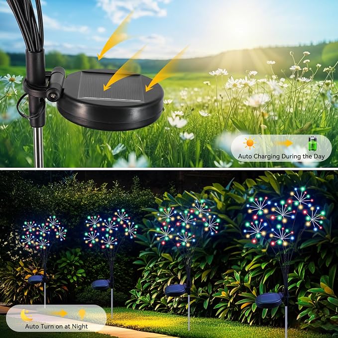 Solar Garden Lights 2 Pack Waterproof Swaying Starburst Light Solar Outdoor - Image 4