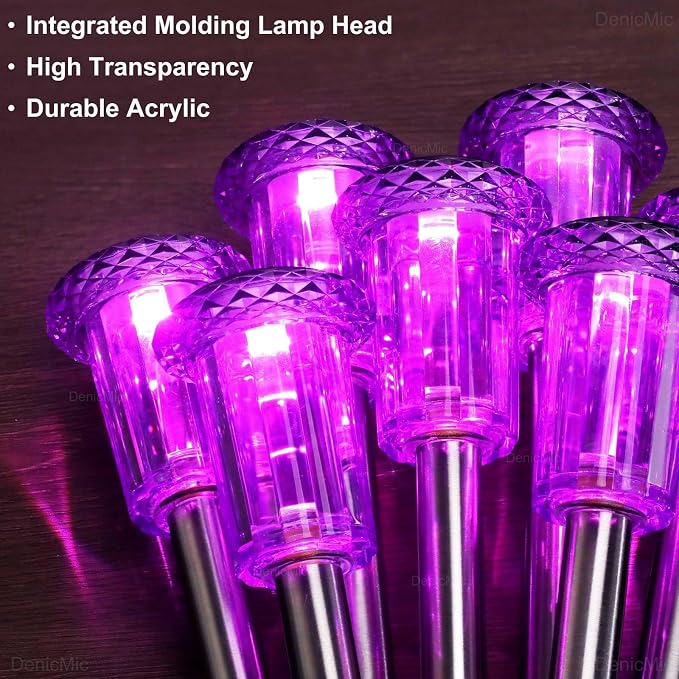 DenicMic Solar Lights Outdoor 10 Pack Waterproof Purple LED Stainless Steel - Image 5
