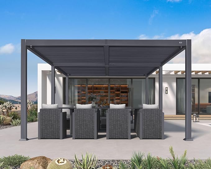 PURPLE LEAF Louvered Pergola 13' x 20' Aluminum Outdoor Pergola - Image 2
