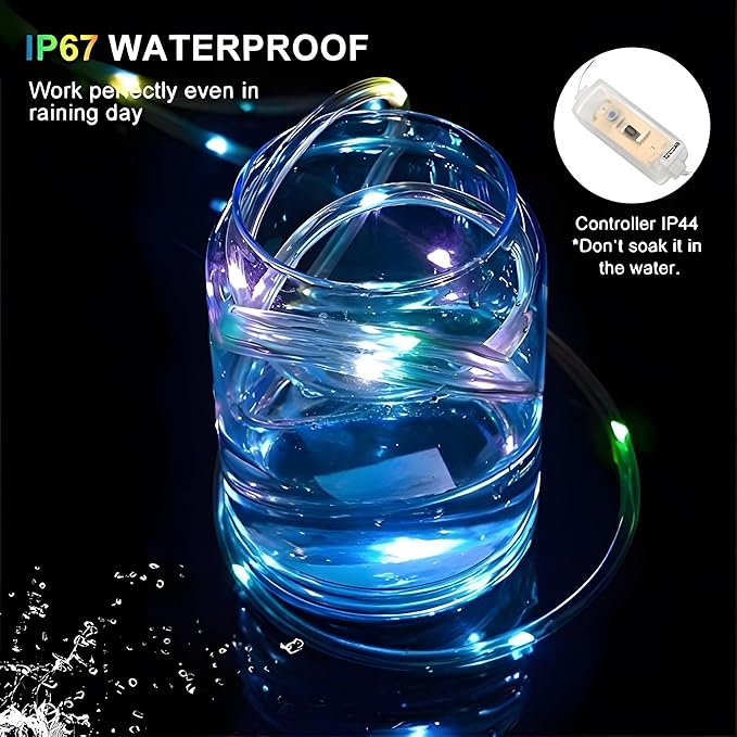 ANJAYLIA 66ft 200 LED Rope Lights Outdoor, Waterproof 16 Colors Changing String - Image 3