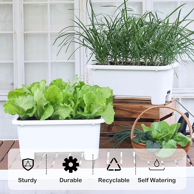 Self-Watering Rectangle Planter Boxes 8-Pack, 15.7-Inch Window Box Planter - Image 3