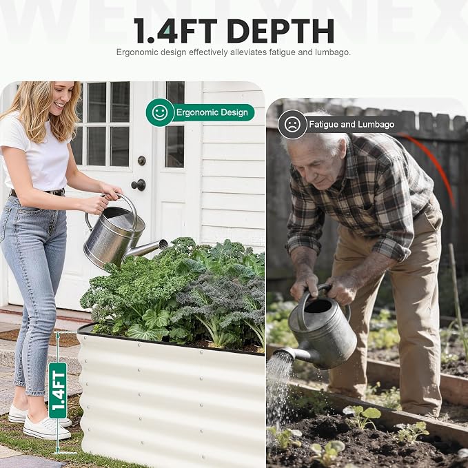 4×2×1.4FT Galvanized Raised Garden Bed Outdoor, Metal Raised Garden Bed Kit - Image 8