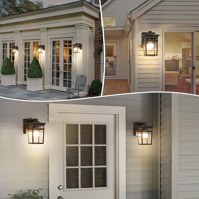 Outdoor Wall Lantern with GFCI Outlet, Dusk to Dawn Outdoor Lighting with Clear - Image 7
