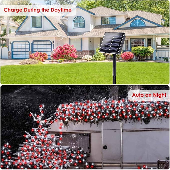 2 Pack 200 LED Solar Christmas Lights Outdoor Waterproof, Solar String Lights - Image 2