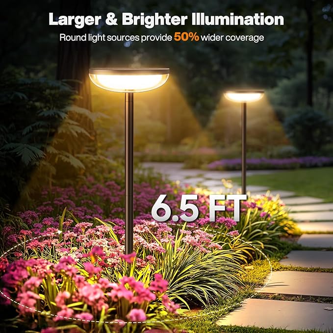Tall Solar Pathway Lights Outdoor, 2 Pack Solar Garden Lights Outdoor - Image 4